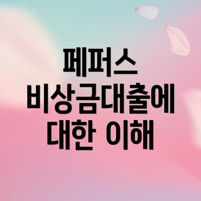 페퍼스 비상금대출에 대한 이해