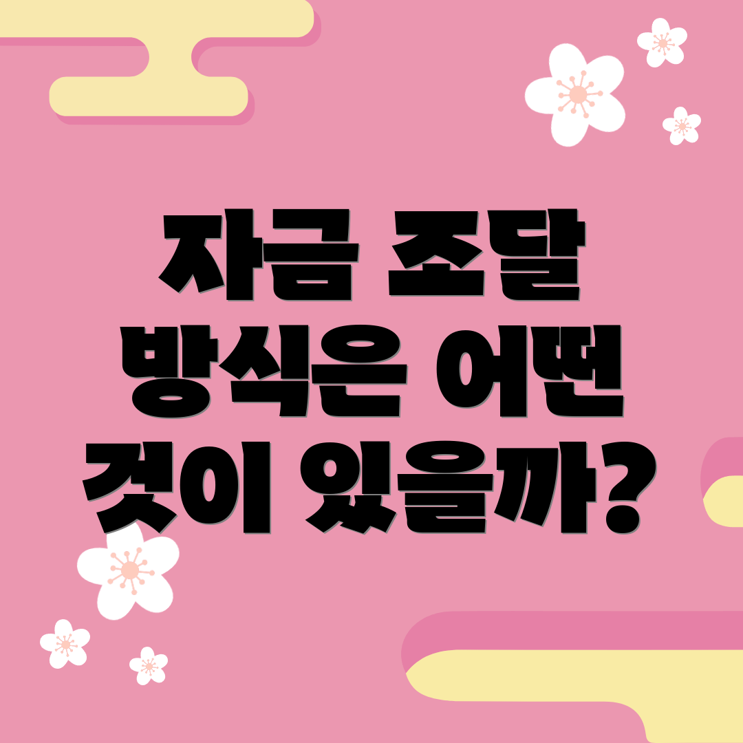자금 조달 방식은 어떤 것이 있을까?