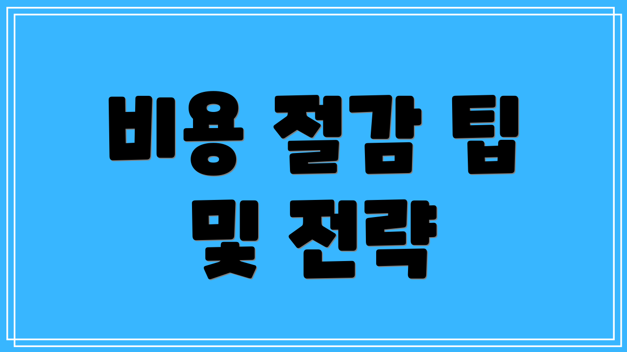 비용 절감 팁 및 전략