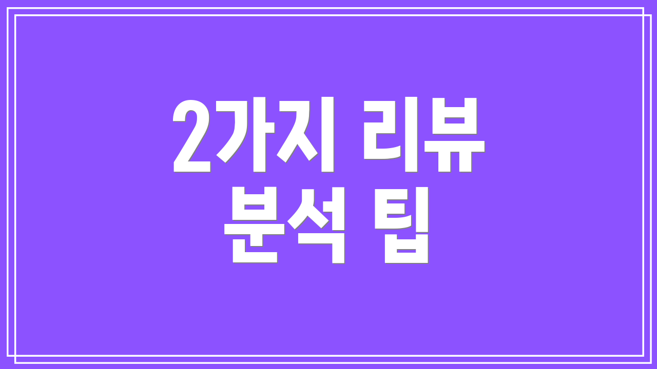 2가지 리뷰 분석 팁
