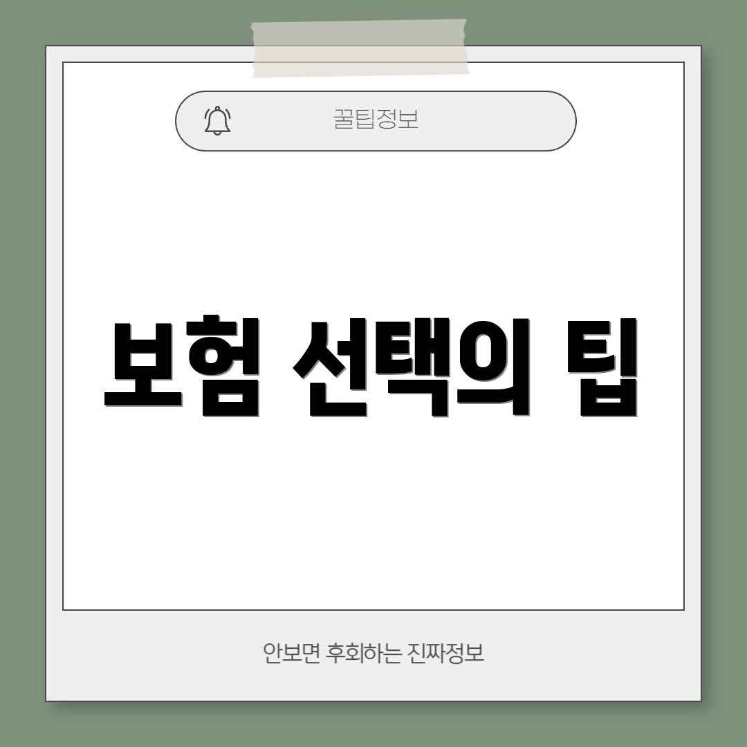 보험 선택의 팁