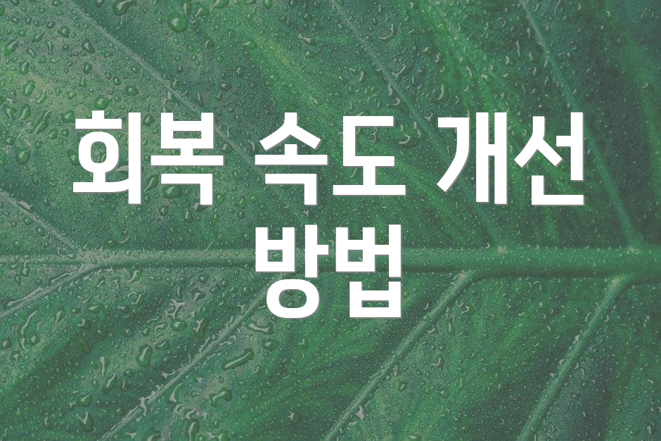 회복 속도 개선 방법