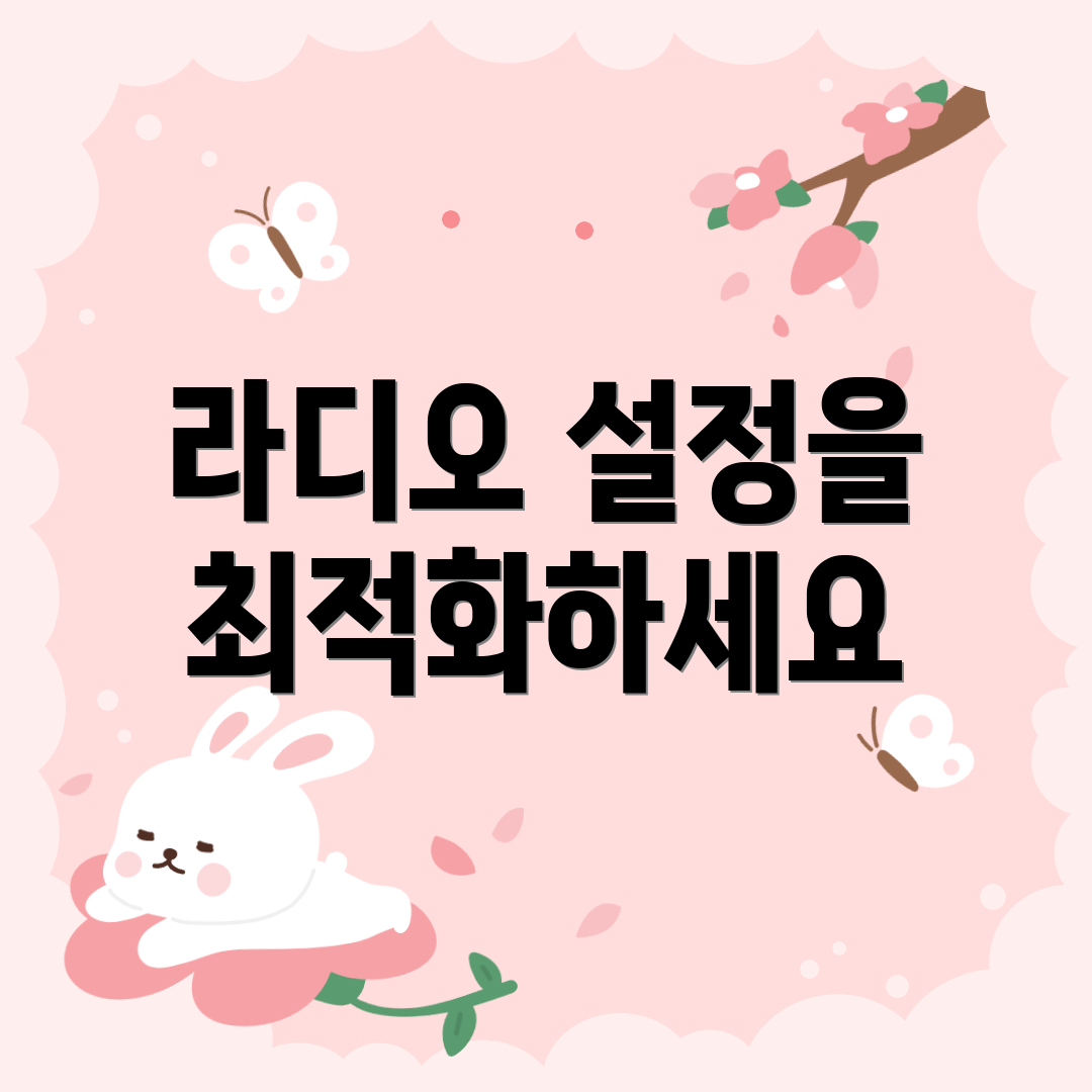라디오 설정을 최적화하세요