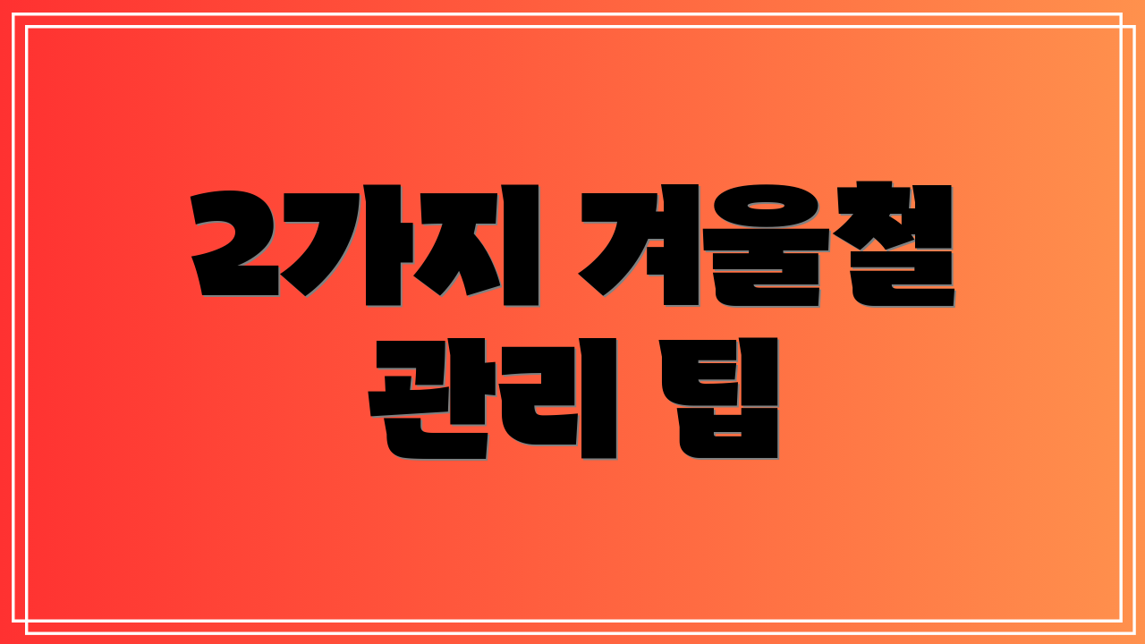 2가지 겨울철 관리 팁