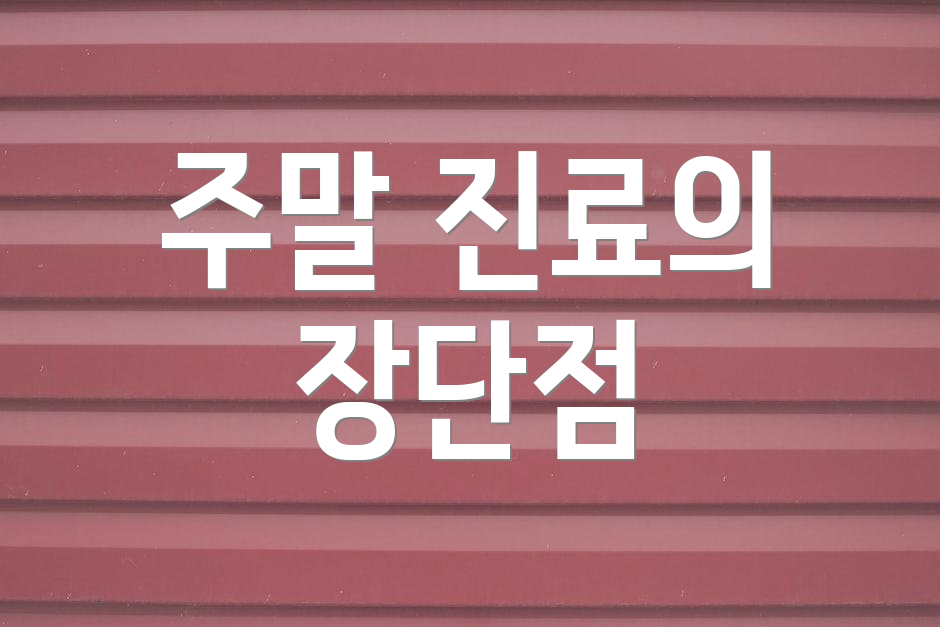 주말 진료의 장단점