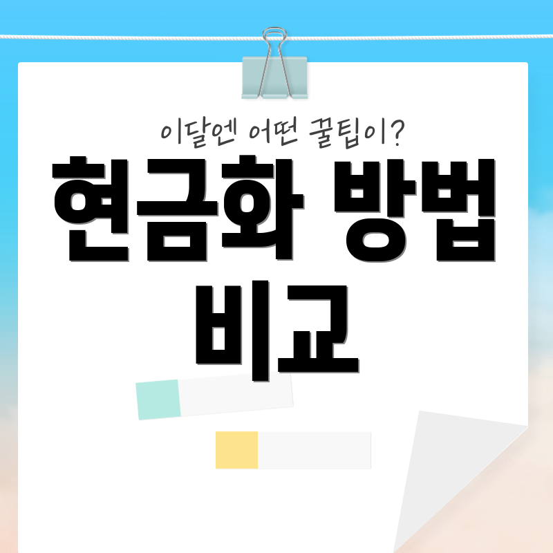 현금화 방법 비교