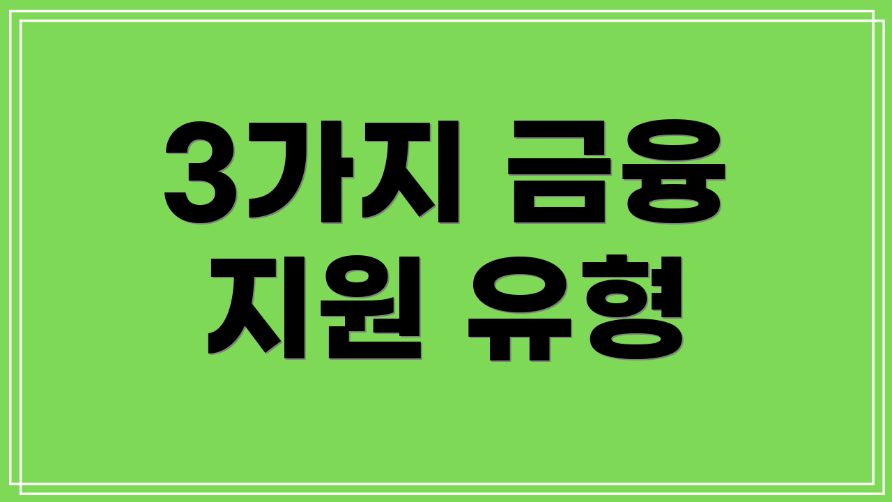 3가지 금융 지원 유형