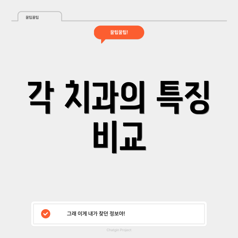 각 치과의 특징 비교