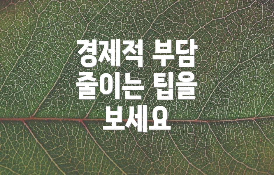 경제적 부담 줄이는 팁을 보세요