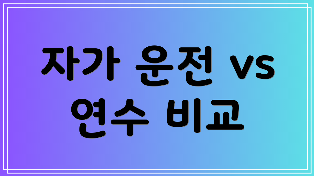 자가 운전 vs 연수 비교