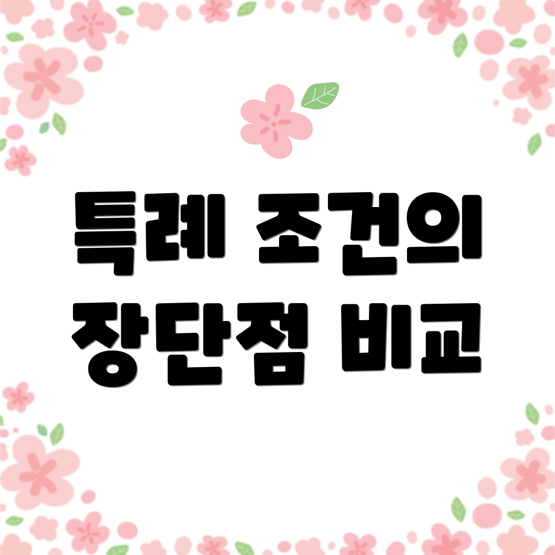 특례 조건의 장단점 비교
