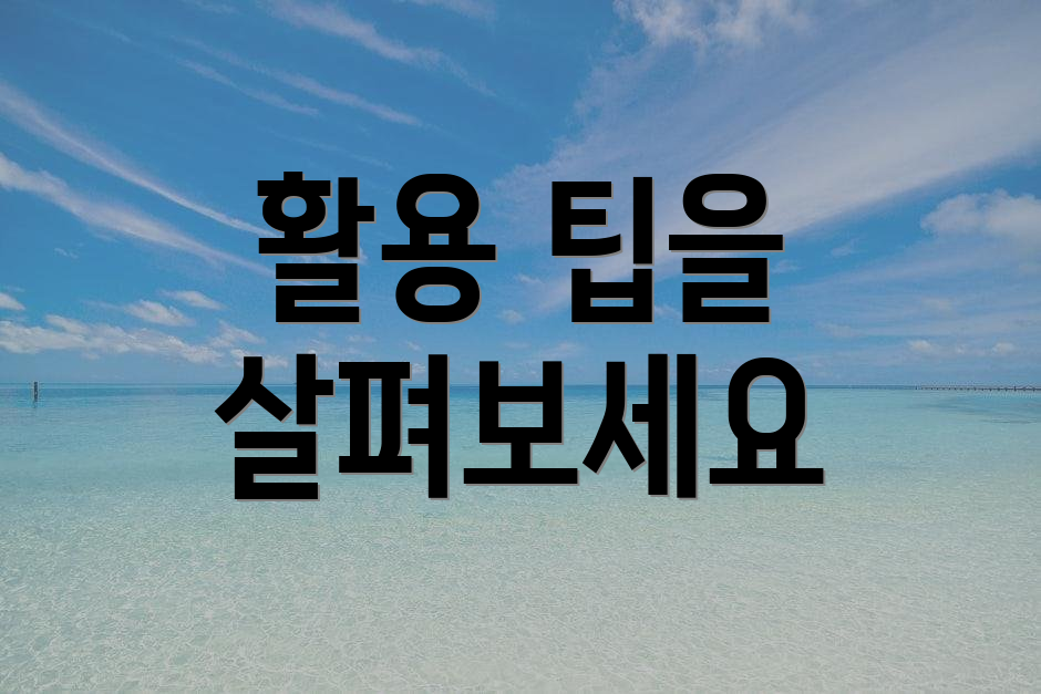 활용 팁을 살펴보세요