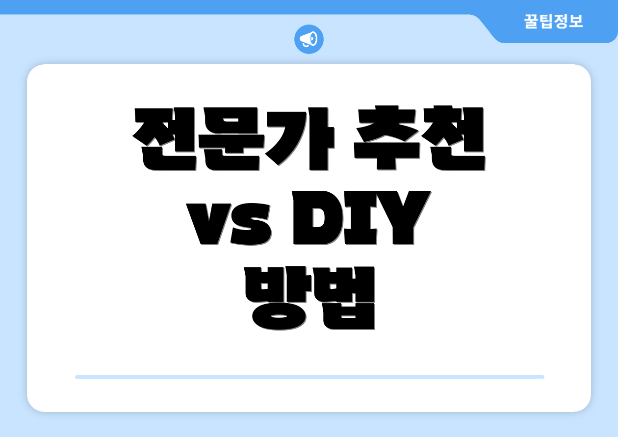 전문가 추천 vs DIY 방법