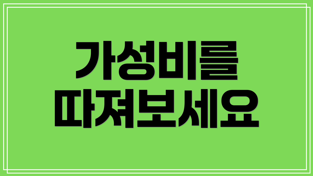 가성비를 따져보세요