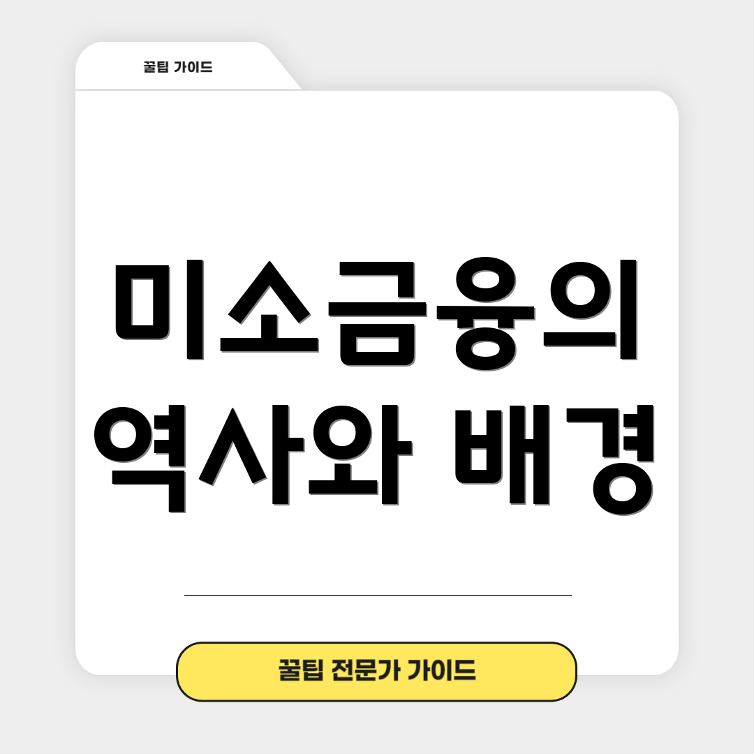 미소금융의 역사와 배경