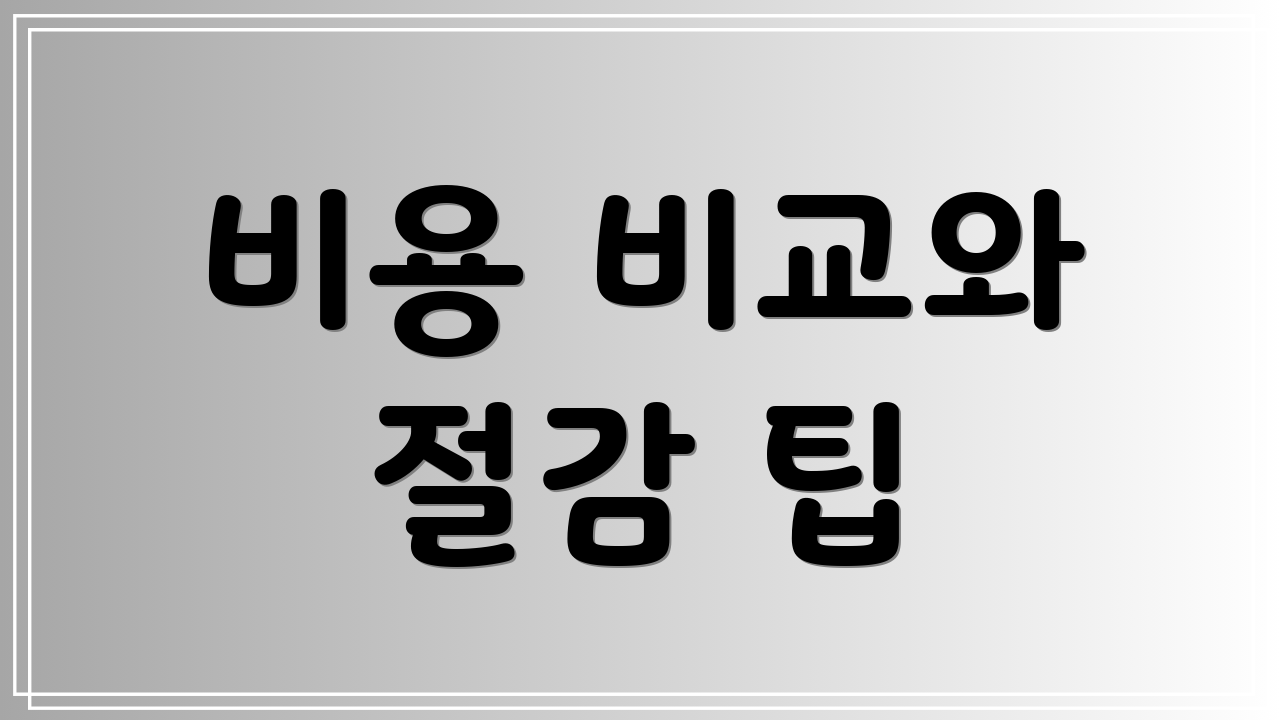 비용 비교와 절감 팁