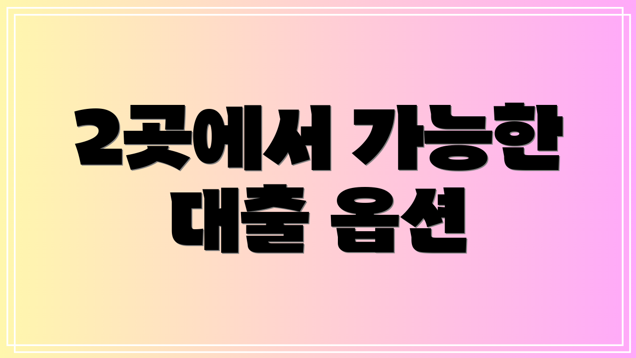 2곳에서 가능한 대출 옵션
