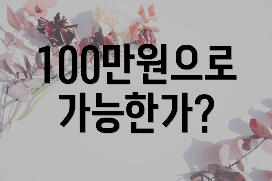 100만원으로 가능한가?