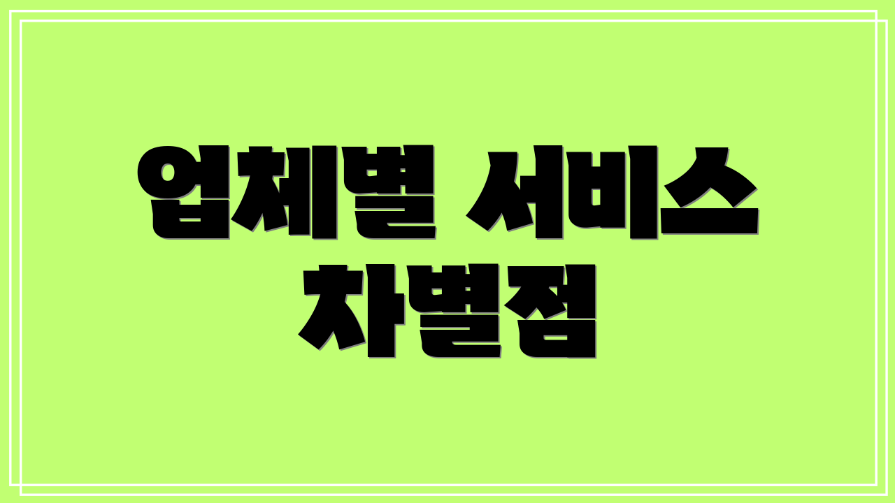 업체별 서비스 차별점