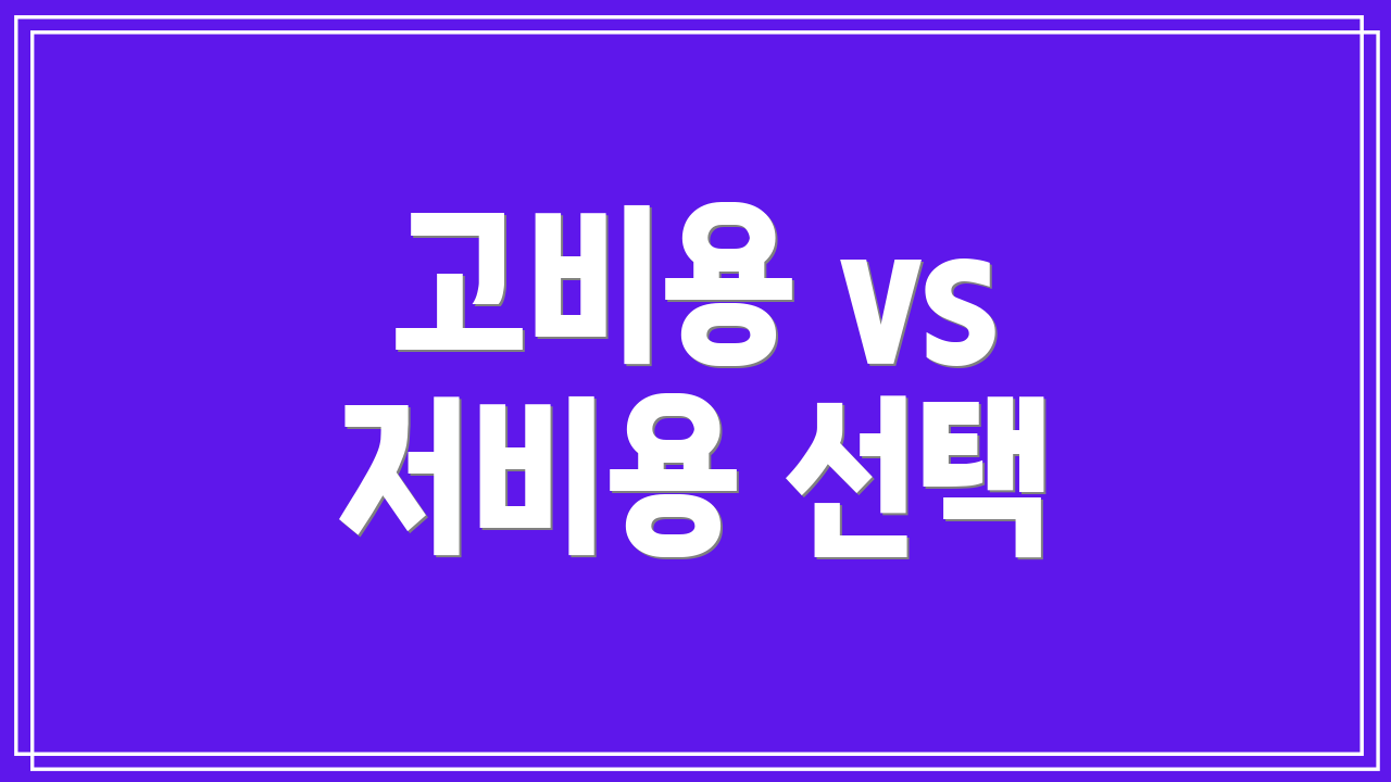 고비용 vs 저비용 선택