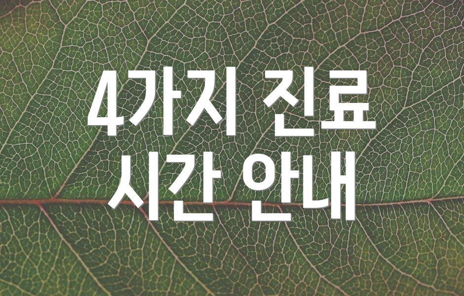 4가지 진료 시간 안내