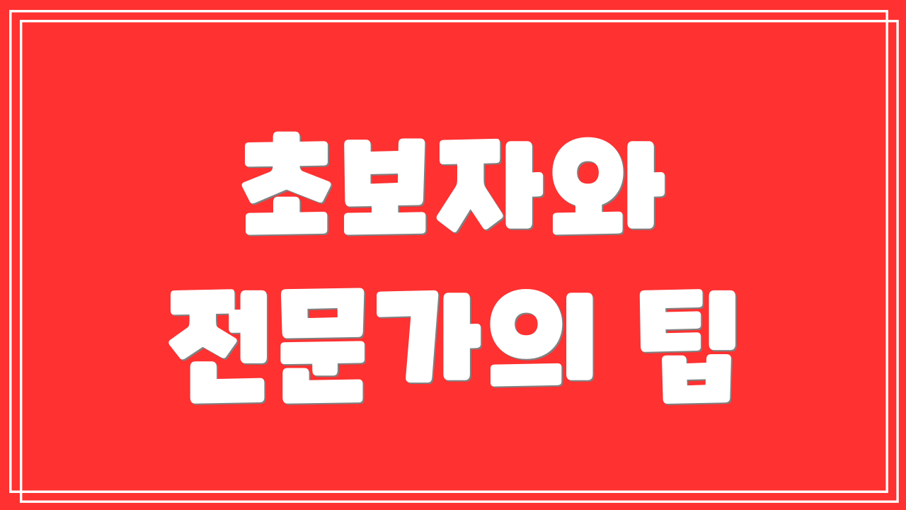 초보자와 전문가의 팁