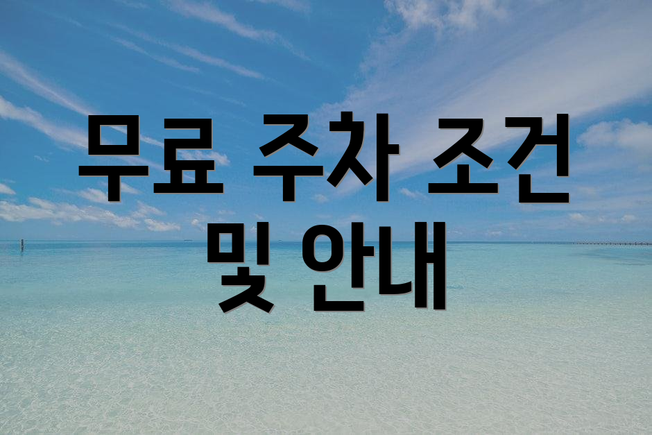 무료 주차 조건 및 안내
