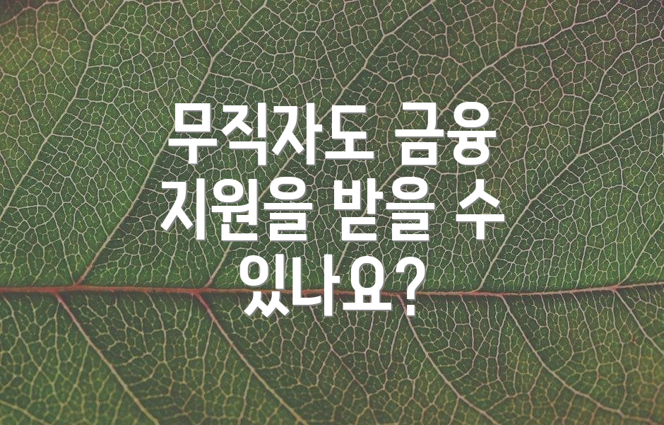 무직자도 금융 지원을 받을 수 있나요?