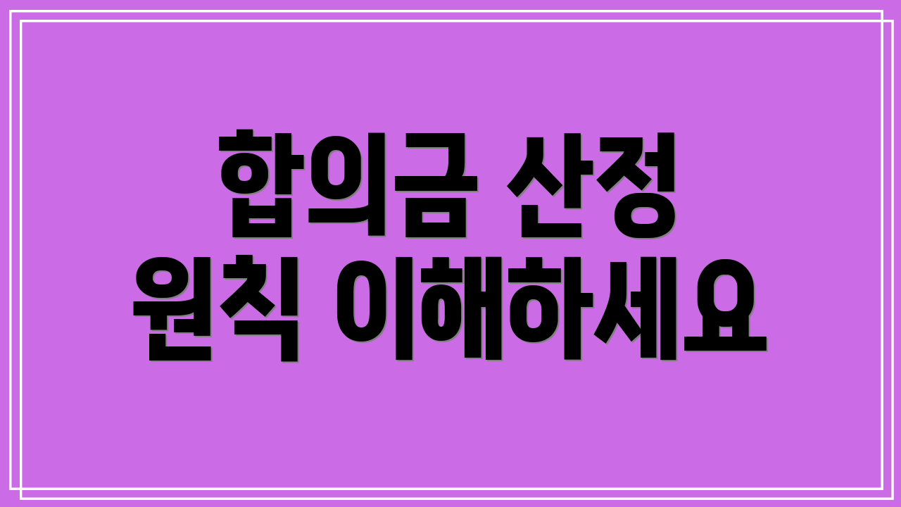 합의금 산정 원칙 이해하세요