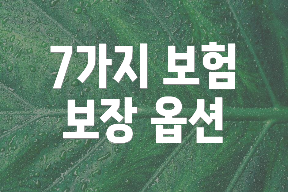 7가지 보험 보장 옵션