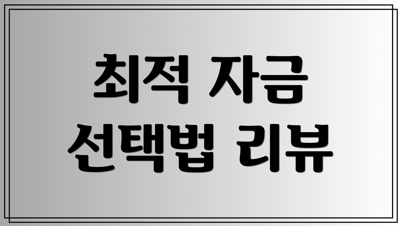 최적 자금 선택법 리뷰