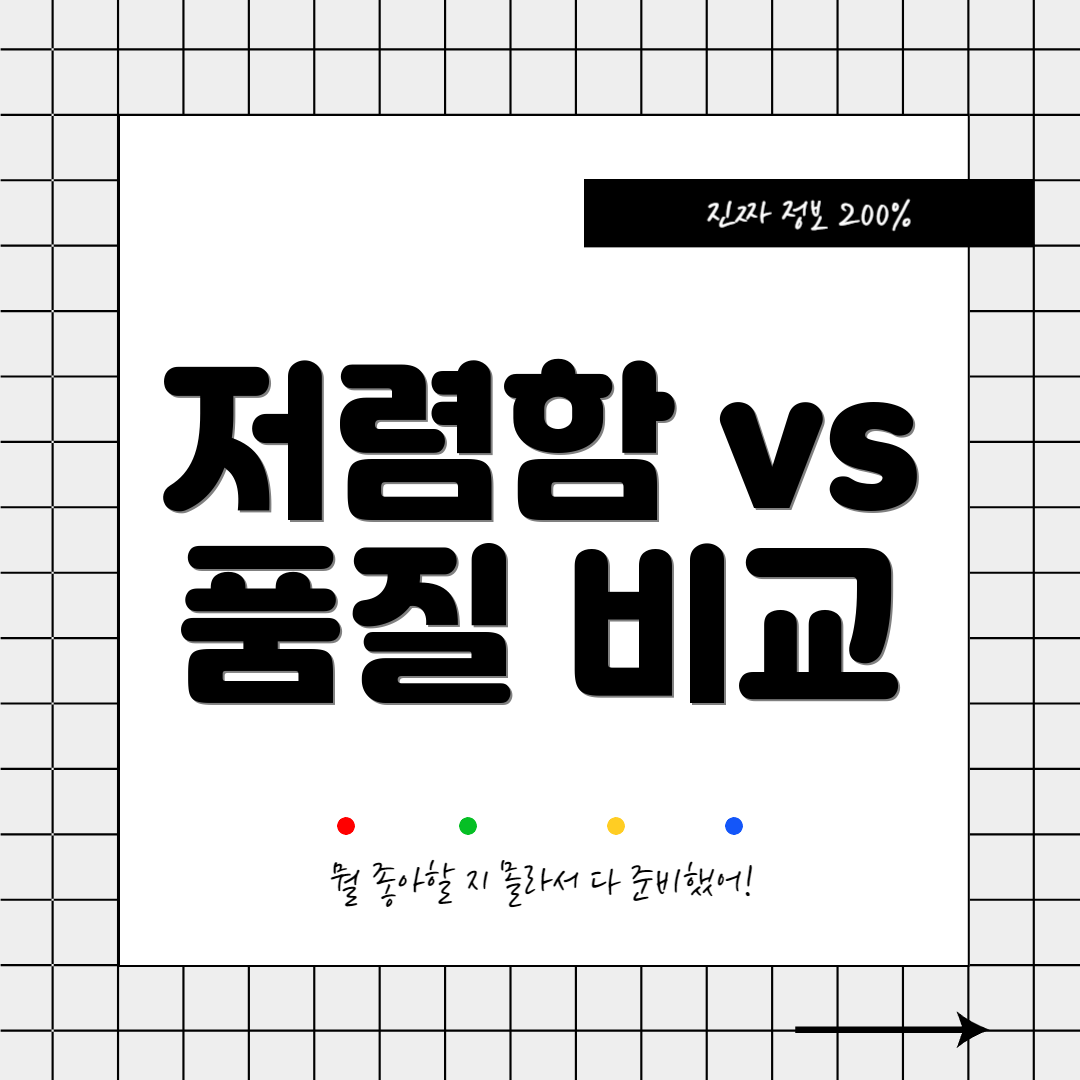 저렴함 vs 품질 비교