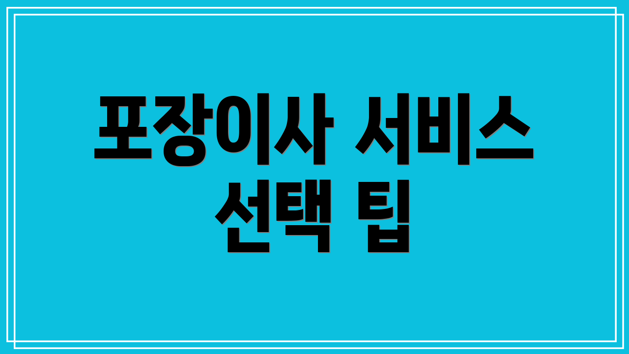 포장이사 서비스 선택 팁