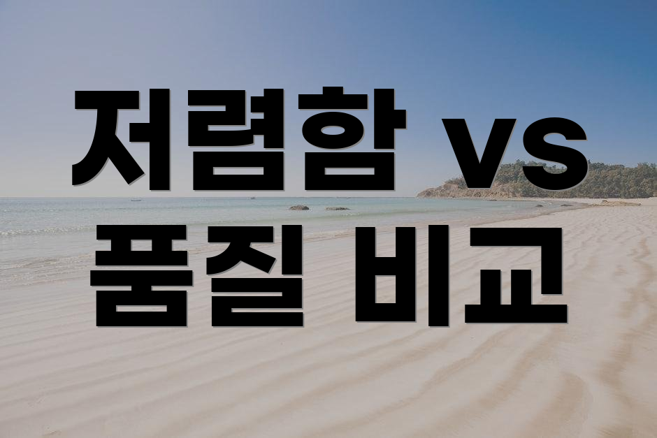 저렴함 vs 품질 비교