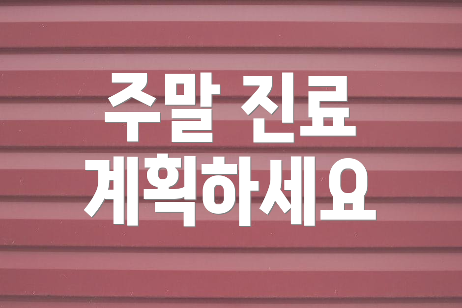 주말 진료 계획하세요