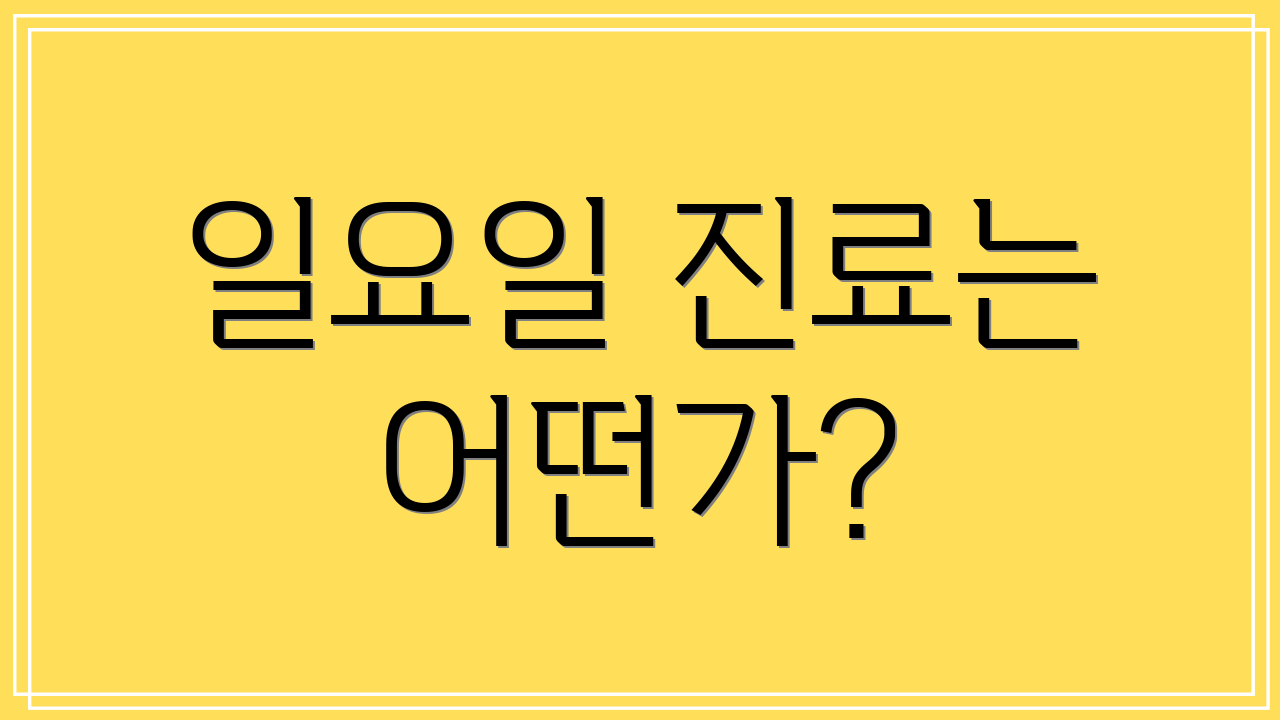 일요일 진료는 어떤가?